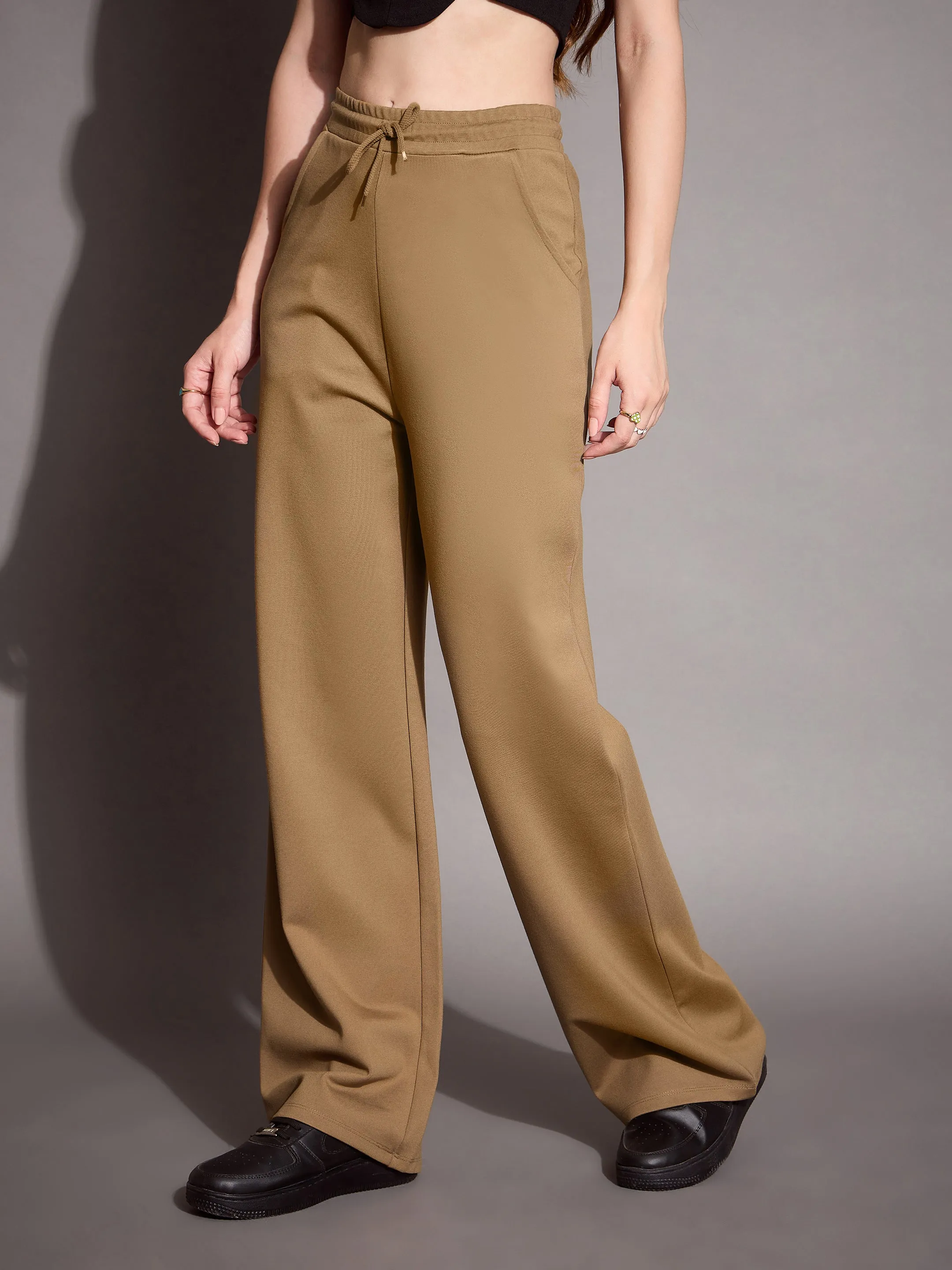 Women Brown Relaxed Fit Track Pants