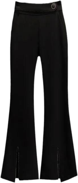 Women's Casual Blazer Set Spring and Autumn Midi Suit Coat Black Pants Two-Piece Set