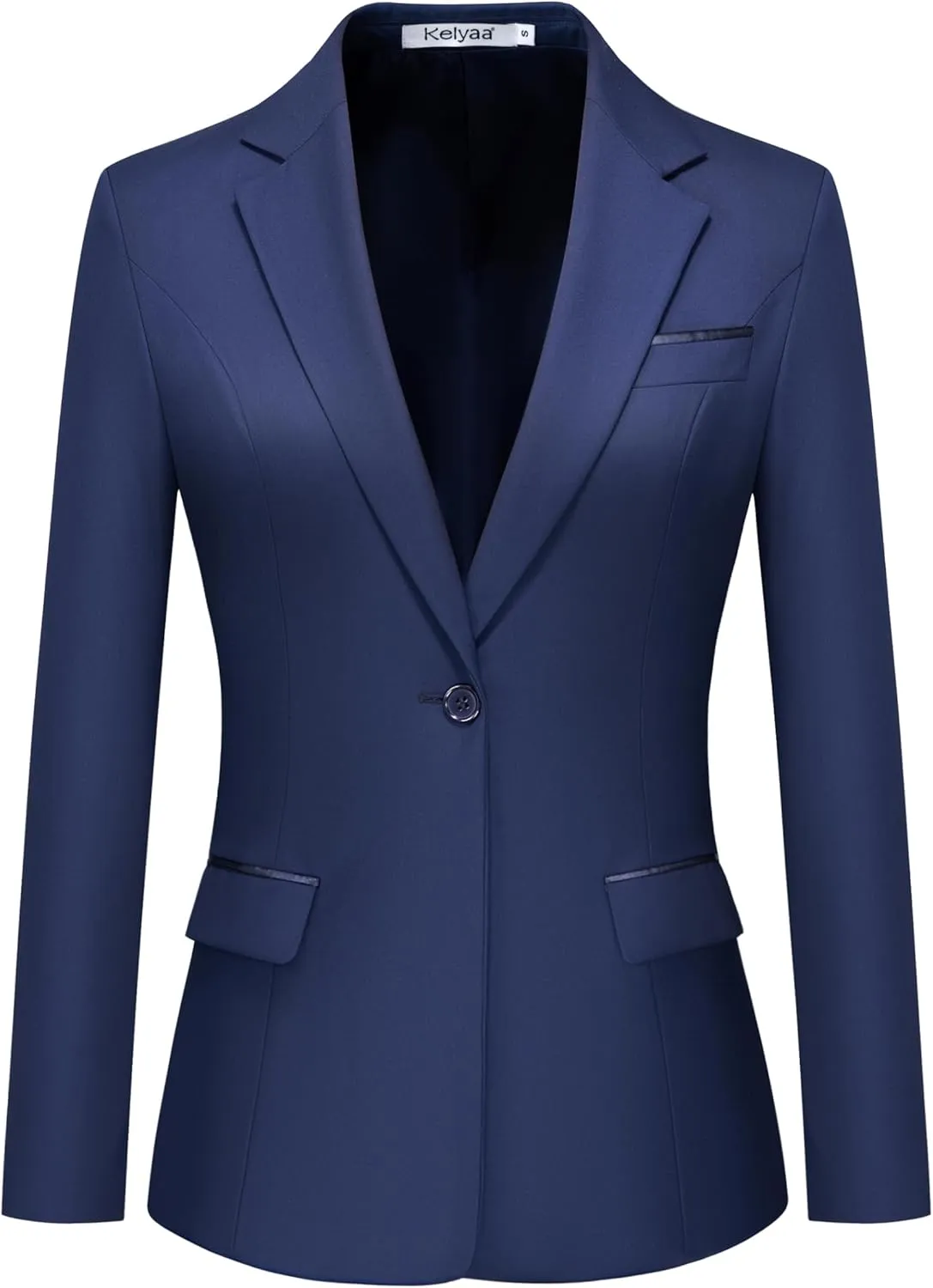 Women's Casual Business Blazer Notched Lapel One Button Open Front Long Sleeve Blazers Office Work Suit Jackets