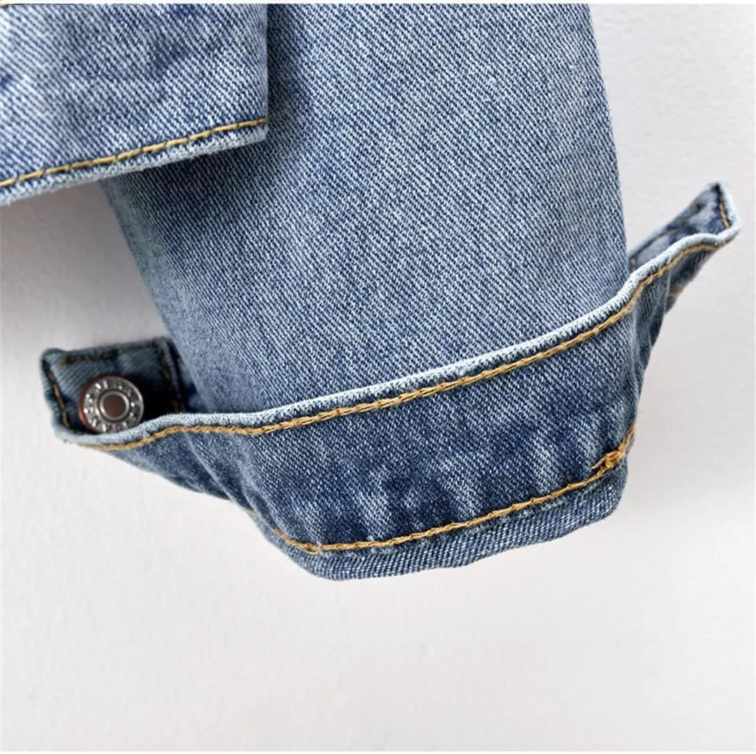 Women's Spring 3D Floral Appliqued Slim Fit Short Jean Jackets Flower Embroidery Pearl Beading Denim Coat